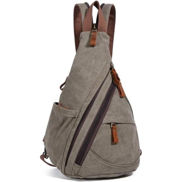 Canvas Sling Bag - Small Crossbody Backpack Shoulder Casual Daypack Rucksack